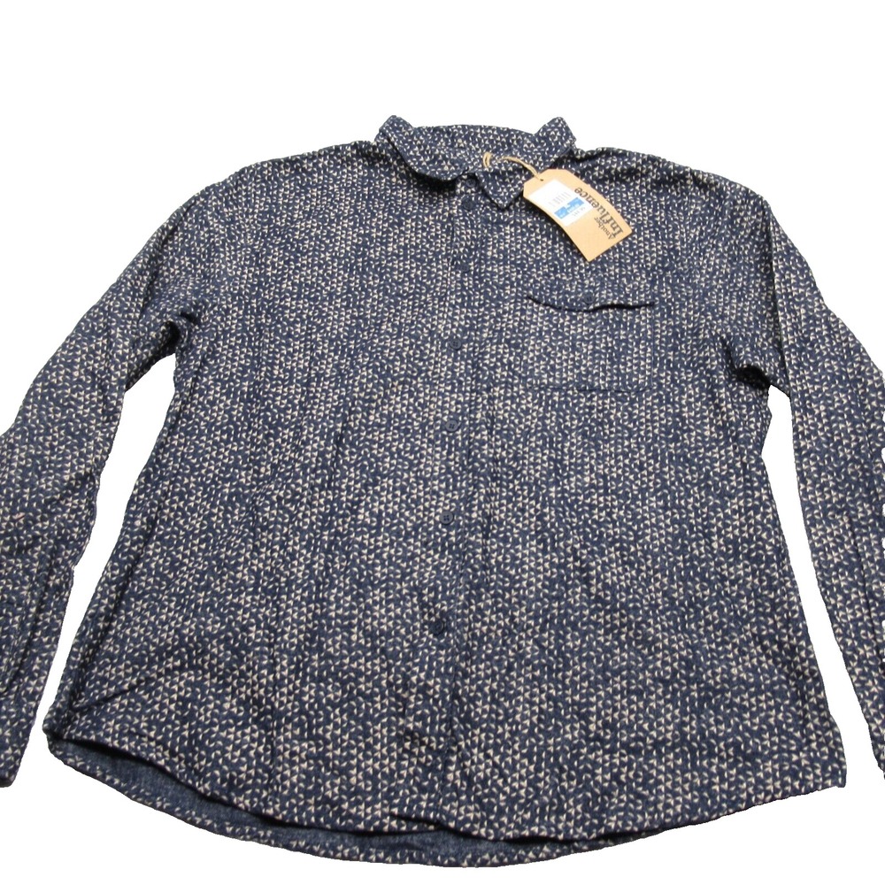 Another Influence Chambray Shirt Men XL Blue Geometric Cotton Long Sleeve NEW